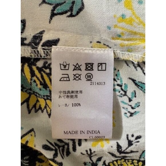 Boho Floral Womens Ruched Maxi Skirt Elastic Waist Yellow Blue - Picture 5 of 6